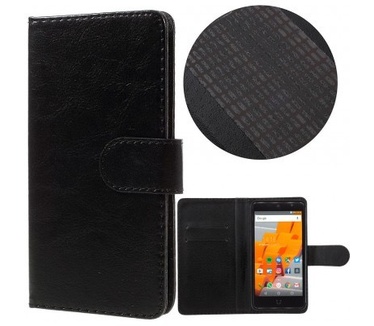 qMust Wileyfox Swift 2 / Swift 2 Plus Wallet Case - hoes met plakstrip - Black