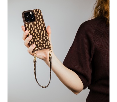 Selencia Nova Real Leather Backcover met Koord en Pashouder Samsung Galaxy S25 - Fawn Chic