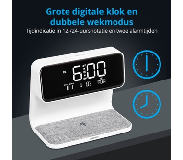 Medion Medion P66075 - Digitale wekker - Slaapkamer - Klok - QI Smartphone laadvlak - Wit