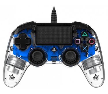 Nacon Officieel gelicenseerde Illuminated Wired Compact Controller voor PS4 - blauw Blauw, Transparant