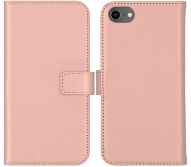 Selencia Echt Lederen Bookcase iPhone SE (2022 / 2020) / 8 / 7 / 6(s) - Roze