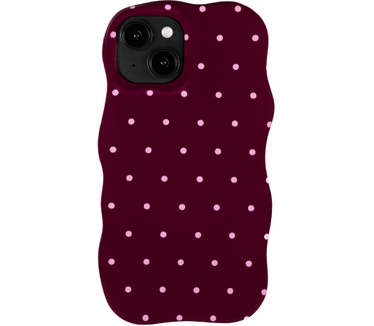 Selencia Vivid Wavy Backcover met MagSafe voor de Apple iPhone 14 / 13 - Happy Dots Burgundy