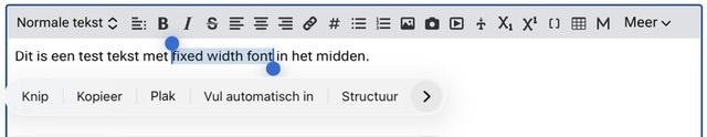 Wysiwyg visuele editor “Vaste opmaak optie” - stap 1