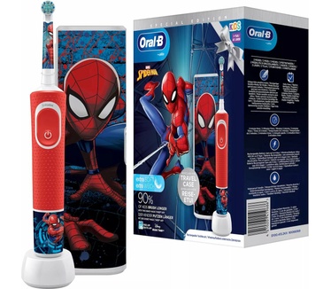 Oral-B Kids Elektrische tandenborstel, 1 Marvel Spider-Man-handgreep, 1 borstel, 1 reisetui, vanaf 3 jaar