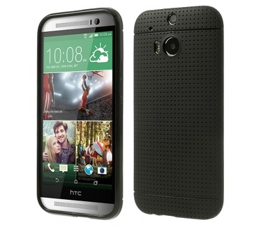 KEES Gel Hoesje met Rondjes Patroon HTC One M8 - Zwart