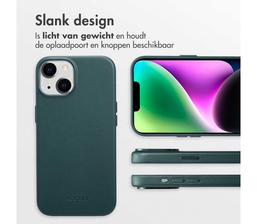 Accezz MagSafe Leather Backcover iPhone 14 - Donkergroen