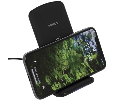 Deltaco QI-1033 Qi Draadloze Snellader Stand 10W Zwart