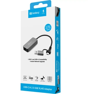 Sandberg USB-C/A 2.5 GbE RJ45 Adapter