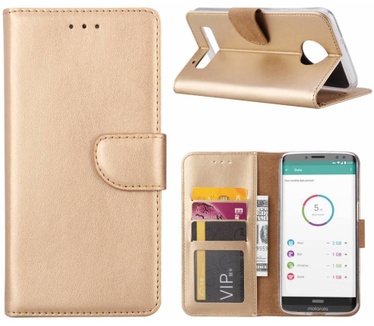 Luxe Lederen Bookcase hoesje voor de Motorola Moto Z3 Play - Goud (Motorola Moto Z3 Play) Goud