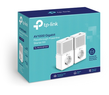 TP-Link AV1000 Gigabit Powerline Starter Kit met ingebouwd stopcontact TL-PA7010P KIT