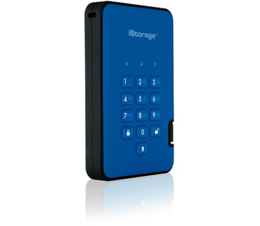 iStorage diskAshur2 256-bit 1TB USB 3.1 secure encrypted solid-state drive - Blue IS-DA2-256-SSD-1000-BE