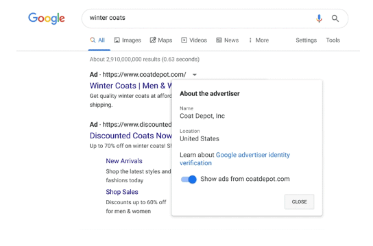 Google identity verification
