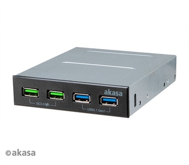 Akasa 3.5 4 Port USB Charger Panel with 2 Quick Charge 3.0 and 2 USB 3.1 Gen 1 Ports
