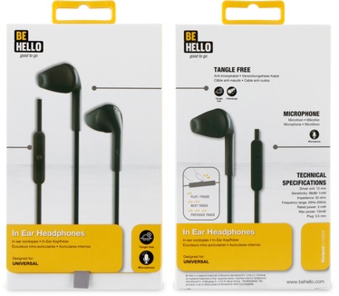 BeHello In-Ear Headphone with Remote 3.5mm Black