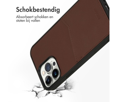 Accezz Premium Leather Card Slot Backcover iPhone 13 Pro Max - Bruin