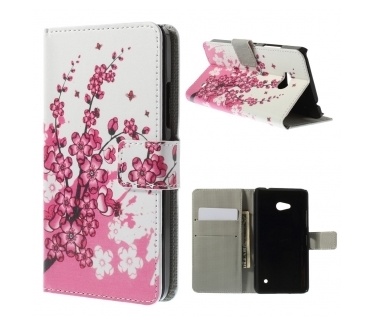 qMust Microsoft Lumia 640 wallet case - hoesje met stand - Pink Blossom