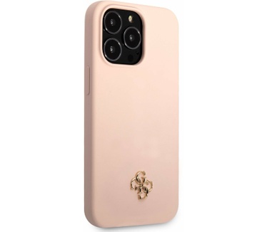 Guess Silicone 4G Logo Back Case - iPhone 13 Pro Roze