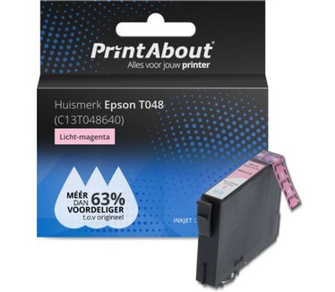 PrintAbout Huismerk Epson T0486 (C13T048640) Inktcartridge Licht-magenta