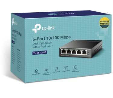 TP-Link 5-Port 10/100Mbps Desktop Switch with 4-Port PoE TL-SF1005P