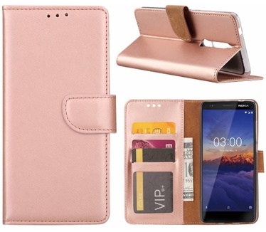 Luxe Lederen Bookcase hoesje voor de Nokia 5.1 - Metallic Roze (Noka 5.1) Rosé Goud