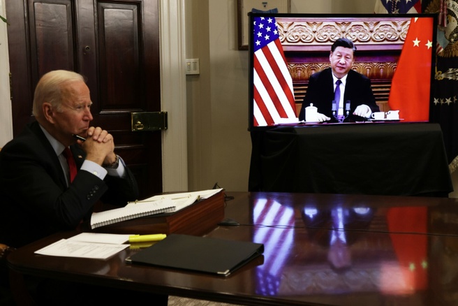 Joe Biden ontmoet Xi Jinping. Door Alex Wong / Getty Images