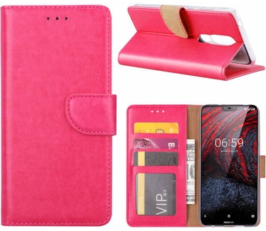 Luxe Lederen Bookcase hoesje voor de Nokia 6.1 Plus - Roze (Nokia 6.1 Plus) Roze