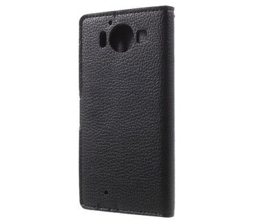 Kees Lederlook Portemonnee Hoesje Microsoft Lumia 950 - Zwart