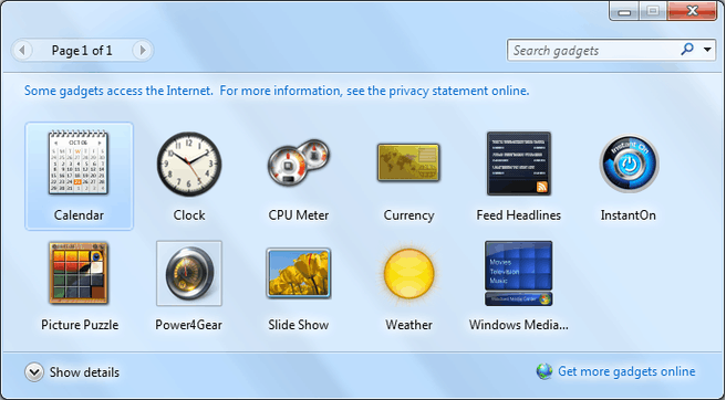 Gadgets Windows Vista