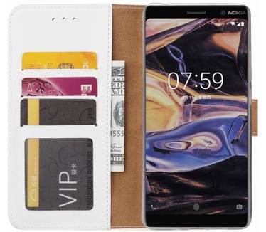 Luxe Lederen Bookcase hoesje voor de Nokia 7 Plus - Wit (Nokia 7 Plus) Wit