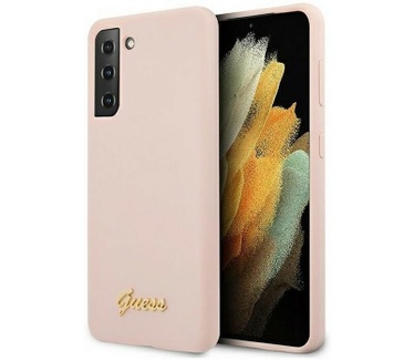 Guess Silicone Retro Back Cover - Samsung Galaxy S21 Plus - Roze Roze