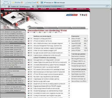 Tweakers.net in Netscape 8.0 (klein)