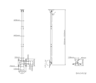 Multibrackets M Public Ceilingmount Small Single Black 1500