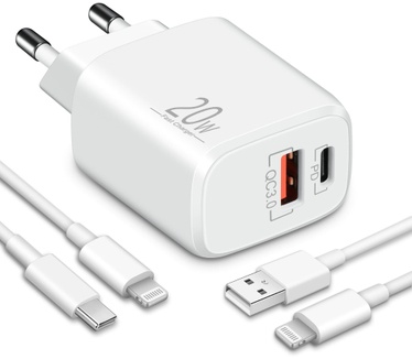 Luosike 20W USB C-Oplader voor iPhone met 2 2m Lightning-Oplaadkabels