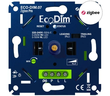 EcoDim ECO-DIM.07-ZGB-P - LED-dimmer, ZigBee Pro, 0-250 W, fasen en fasen (RLC)