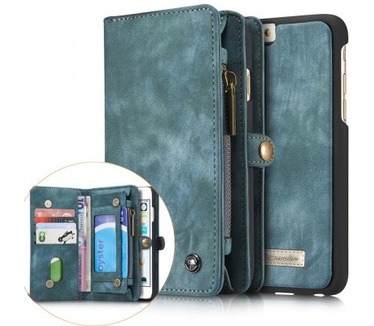 Caseme iphone 6/6S Luxe Lederen Portemonnee Hoesje - uitneembaar met backcover (groen)