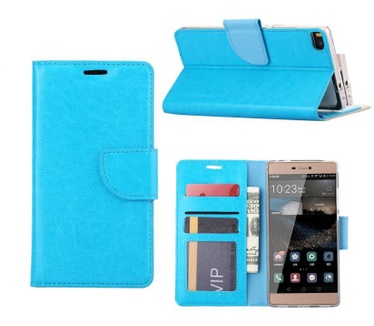 Luxe Lederen Bookcase hoesje voor de Huawei P8 - Blauw (Huawei P8) Blauw