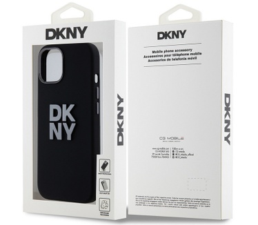 DKNY Silicone Metal Logo Back Case - iPhone 15 (6.1") - Zwart Zwart