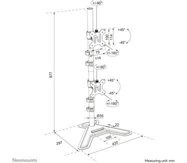 Neomounts Neomounts DS45-600BL2V Monitorstandaard voor twee schermen 10-32"