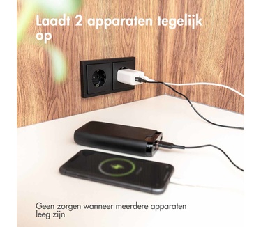 Accezz Power Plus Wall Charger - Oplader USB-C & USB aansluiting - Power Delivery - 33W - Wit