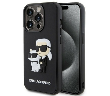 Karl Lagerfeld 3D K&C Back Case iPhone 15 Pro Max (6.7") - Zwart Zwart