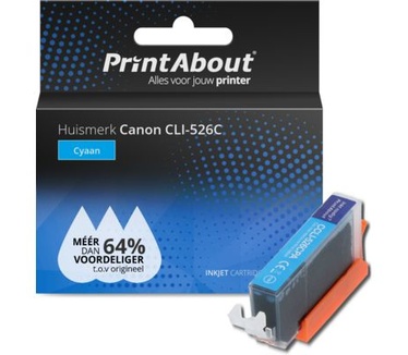 PrintAbout Huismerk Canon CLI-526C Inktcartridge Cyaan