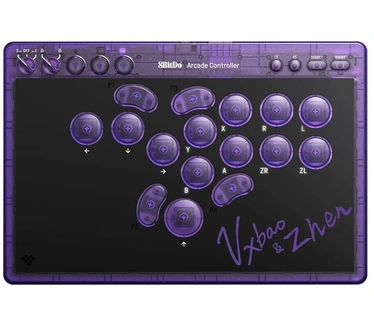 8Bitdo Arcade Purple NSW/PC - Controller Draadloos - Bluetooth - 2.4GHz - compatibel met Nintendo Switch en PC - arcade joystick - programmeerbare knoppen - oplaadbare batterij - transparant paars Paars