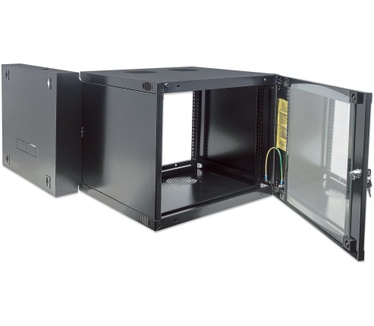 Intellinet 19" Double Section Wallmount Cabinet, 15U, 450mm depth, Flatpack, Black