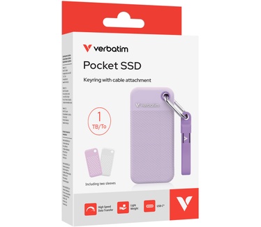 Verbatim Pocket SSD - Zomereditie Paars met 2 rubberen hoezen (wit & paars) - 1TB
