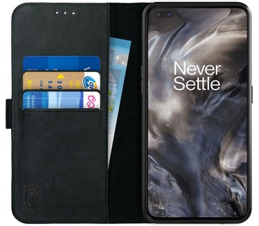 Rosso Deluxe OnePlus Nord Hoesje Echt Leer Book Case Zwart (Nord) Zwart