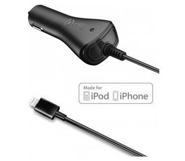 Celly Lightning Autolader - 1000mAh - MFI Apple certificaat - Black