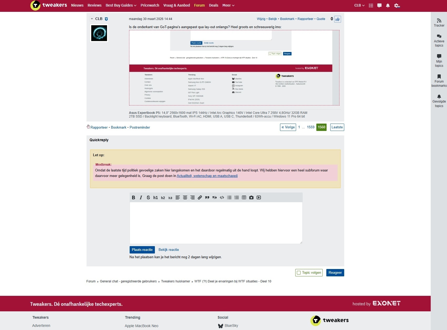Tweakers - onderkant website