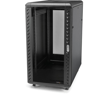 Startech.com 32U 19" Server Rack Cabinet, Verstelbare Diepte 15,2 - 81,2cm (6-32"), Flat Pack, Vergrendelbare 4-Post Server Kast voor Netwerk/Data/AV Apparatuur met Glazen Deur & Wielen, Max 800kg