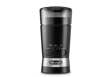 De’Longhi De'Longhi KG210, Professionele Elektrische Koffiemolen, Roestvrijstalen Mesjes, Verstelbare Kopjescapaciteit en Maalgraad, Eenvoudig in Gebruik, Capaciteit 90g, 170W, Zwart
