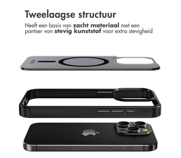 Accezz Rugged Frosted Backcover met MagSafe iPhone 15 Pro - Zwart